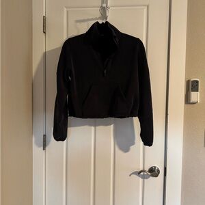 lululemon athletica Black Quarter-Zip Cropped Sweatshirt in softstreme fabric